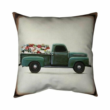 BEGIN HOME DECOR 26 x 26 in. Flowers Farm Truck-Double Sided Print Indoor Pillow 5541-2626-TR80